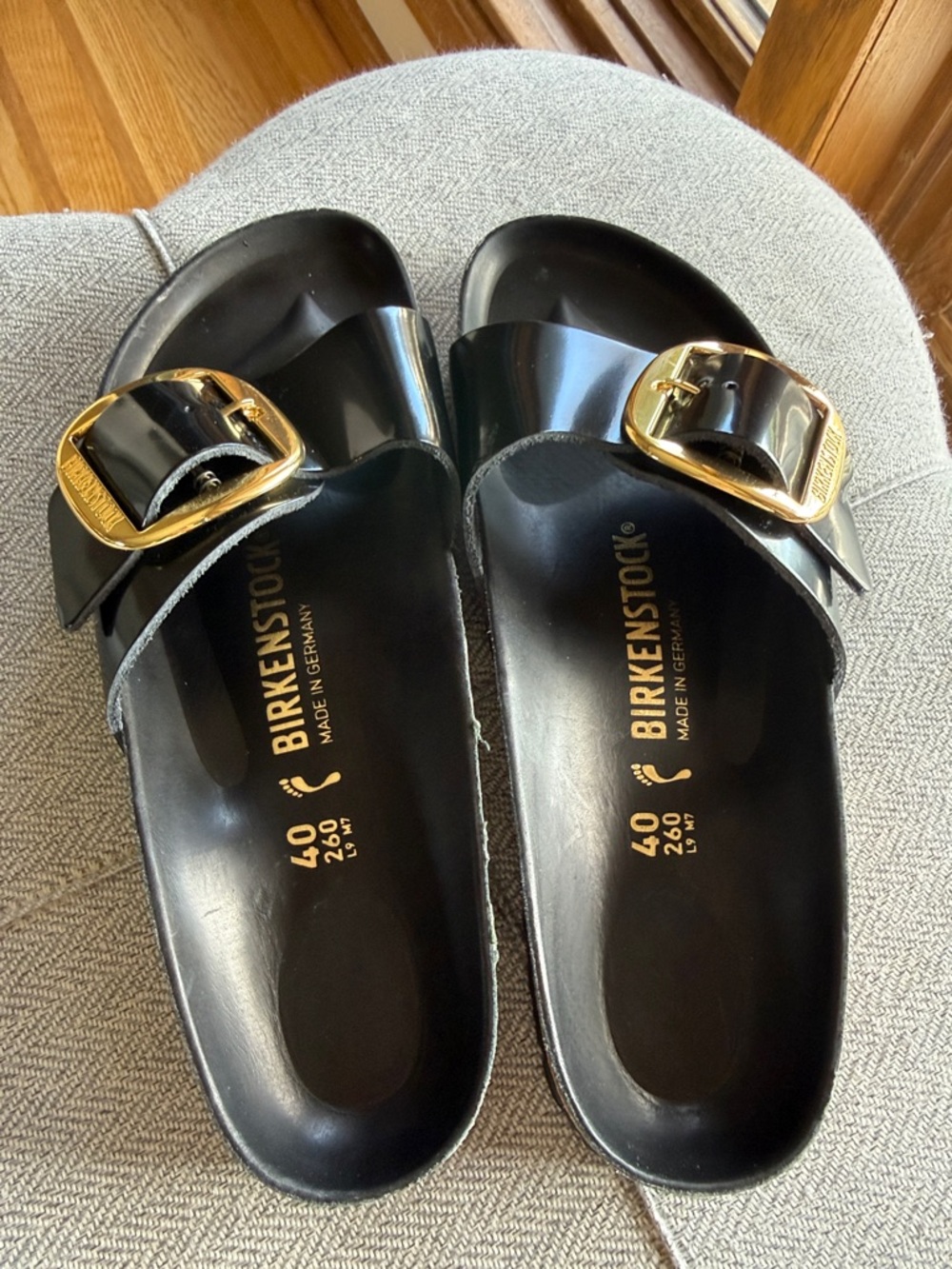 Birkenstock Madrid Big Buckle in High Shine Black - Picture 2 of 5